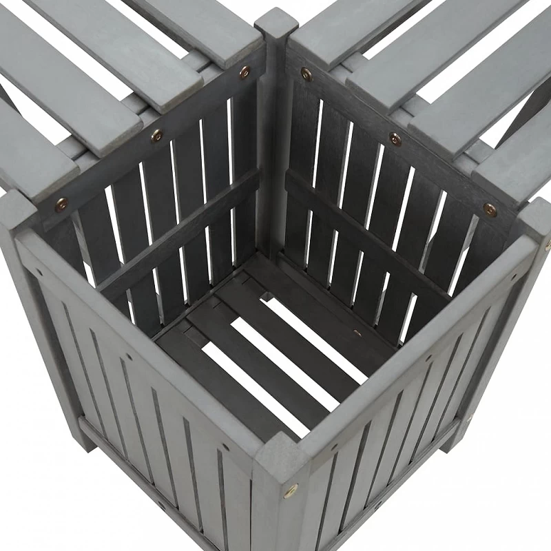 Panca Giardino Angolare E Fioriera 117cm Massello Acacia Grigia 7 Panca Giardino Angolare E Fioriera 117cm Massello Acacia Grigia - immagine 7