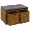 Panca In Giunco Con 2 Ceste 71x40x42 Cm Marrone -Garden Home panca in giunco con 2 ceste 71x40x42 cm marrone