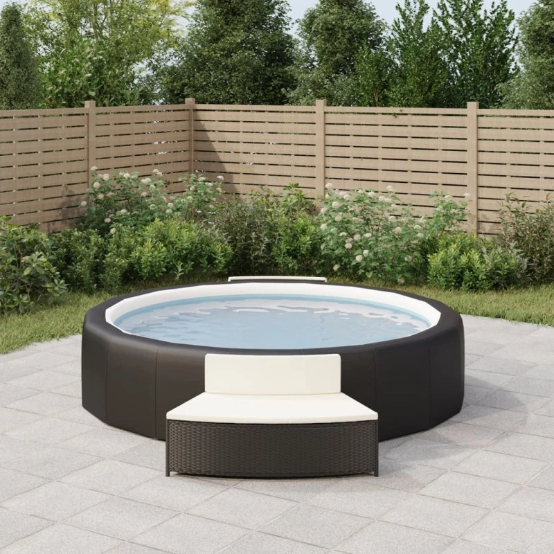 Panche Per Spa Con Cuscini 2 Pz In Polyrattan Nero 1 Panche Per Spa Con Cuscini 2 Pz In Polyrattan Nero
