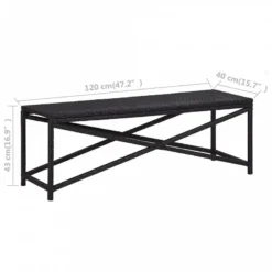 Panchina Da Giardino 120 Cm In Polyrattan Nera -Garden Home panchina da giardino 120 cm in polyrattan nera 4