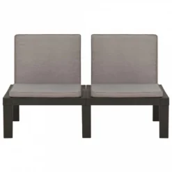 Panchine Da Giardino Con Cuscini 2 Pz In Plastica Grigio 12 Panchine Da Giardino Con Cuscini 2 Pz In Plastica Grigio -Garden Home panchine da giardino con cuscini 2 pz in plastica grigio 4