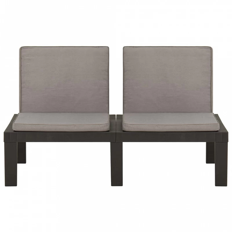 Panchine Da Giardino Con Cuscini 2 Pz In Plastica Grigio 5 Panchine Da Giardino Con Cuscini 2 Pz In Plastica Grigio - immagine 5