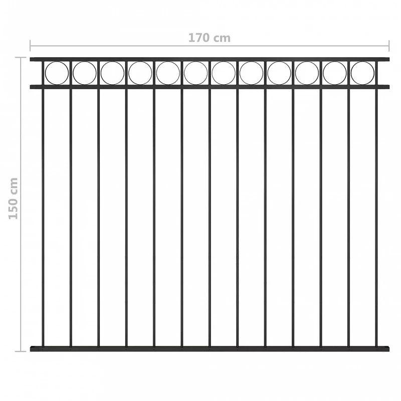 Pannello Di Recinzione In Acciaio 1,7x1,5 M Nero 4 Pannello Di Recinzione In Acciaio 1,7x1,5 M Nero - immagine 4