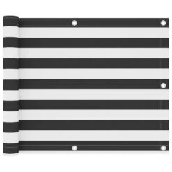 Paravento Balcone Antracite E Bianco 75x600cm In Tessuto Oxford