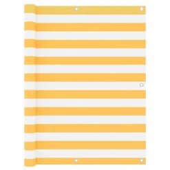 Paravento Balcone Bianco E Giallo 120x500 Cm Tessuto Oxford