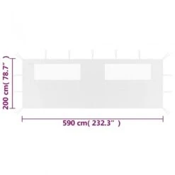 Parete Con Finestre Per Gazebo 6x2 M Bianca 7 Parete Con Finestre Per Gazebo 6x2 M Bianca -Garden Home parete con finestre per gazebo 6x2 m bianca 3
