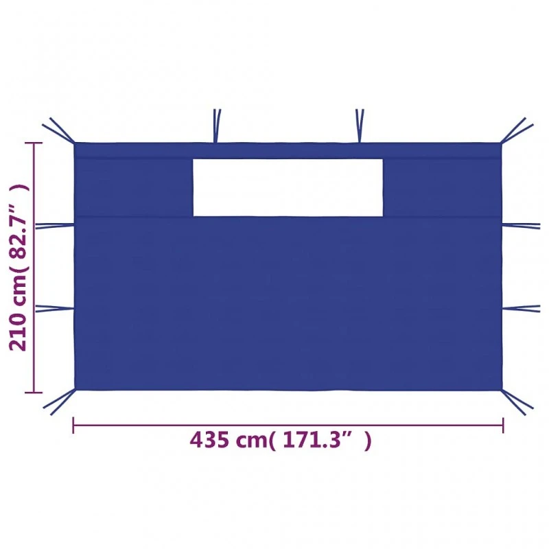 Pareti Con Finestre Per Gazebo 2 Pz Blu 5 Pareti Con Finestre Per Gazebo 2 Pz Blu - immagine 5