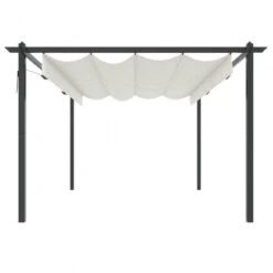 Pergola Da Giardino Con Tetto Retrattile 4x3 M Crema -Garden Home pergola da giardino con tetto retrattile 4x3 m crema 3