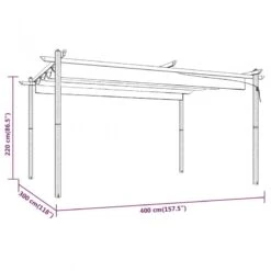 Pergola Da Giardino Con Tetto Retrattile 4x3 M Crema -Garden Home pergola da giardino con tetto retrattile 4x3 m crema 7