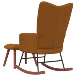 Poltrona A Dondolo Con Poggiapiedi Marrone In Velluto -Garden Home poltrona a dondolo con poggiapiedi marrone in velluto 2