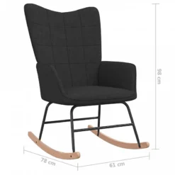Poltrona A Dondolo Con Poggiapiedi Nero In Tessuto -Garden Home poltrona a dondolo con poggiapiedi nera in tessuto 7