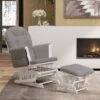 Poltrona Glider Con Sgabello Grigio Chiaro In Tessuto -Garden Home poltrona glider con sgabello grigio chiaro in tessuto