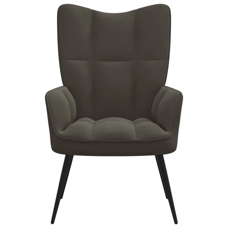 Poltrona Relax Grigio Scuro In Velluto 2 Poltrona Relax Grigio Scuro In Velluto - immagine 2