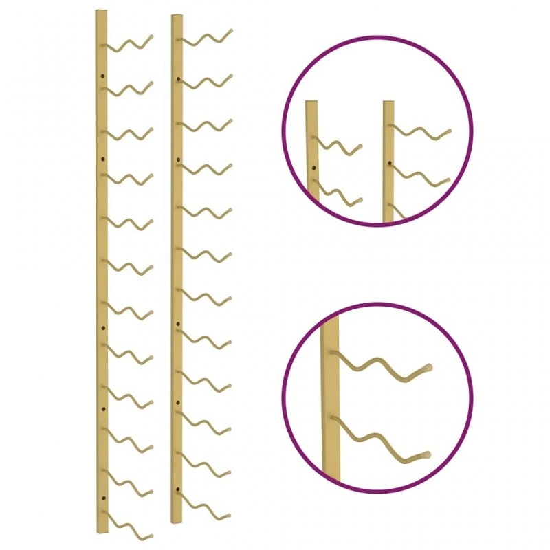 Portavini Da Parete Per 24 Bottiglie Oro In Ferro 6 Portavini Da Parete Per 24 Bottiglie Oro In Ferro - immagine 6