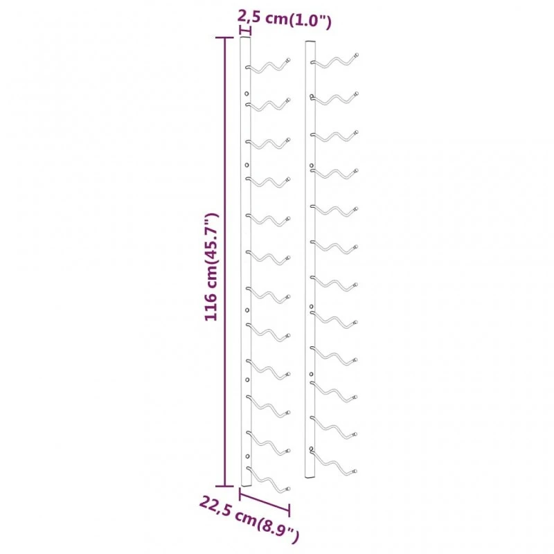 Portavini Da Parete Per 24 Bottiglie Oro In Ferro 7 Portavini Da Parete Per 24 Bottiglie Oro In Ferro - immagine 7