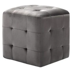 Pouf 2 Pz Grigio 30x30x30 Cm In Velluto -Garden Home pouf 2 pz grigio 30x30x30 cm in velluto 1