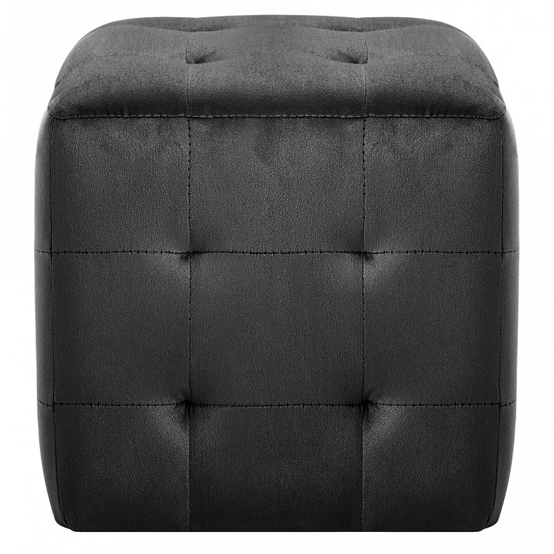 Pouf 2 Pz Nero 30x30x30 Cm In Velluto 3 Pouf 2 Pz Nero 30x30x30 Cm In Velluto - immagine 3
