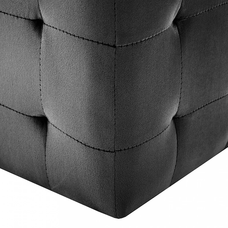 Pouf 2 Pz Nero 30x30x30 Cm In Velluto 5 Pouf 2 Pz Nero 30x30x30 Cm In Velluto - immagine 5