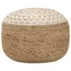 Pouf Lavorato A Mano Bianco 45x30 Cm In Juta -Garden Home pouf lavorato a mano bianco 45x30 cm in juta