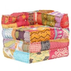Pouf Modulare In Tessuto Patchwork
