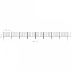 Recinzione Da Giardino Con Punta A Lancia Acciaio 13,6x1 M Nera -Garden Home recinzione da giardino con punta a lancia acciaio 136x1 m nera 4