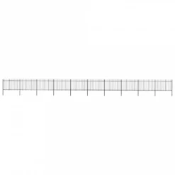 Recinzione Da Giardino Con Punta A Lancia Acciaio 17x1,2m Nera