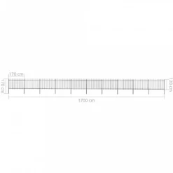 Recinzione Da Giardino Con Punta A Lancia Acciaio 17x1,2m Nera -Garden Home recinzione da giardino con punta a lancia acciaio 17x12m nera 4