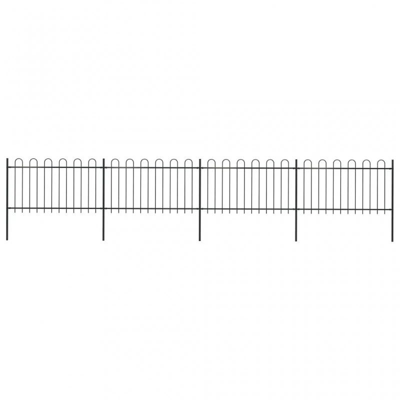 Recinzione Da Giardino Con Punta Tonda In Acciaio 6,8x1 M Nera 1 Recinzione Da Giardino Con Punta Tonda In Acciaio 6,8x1 M Nera