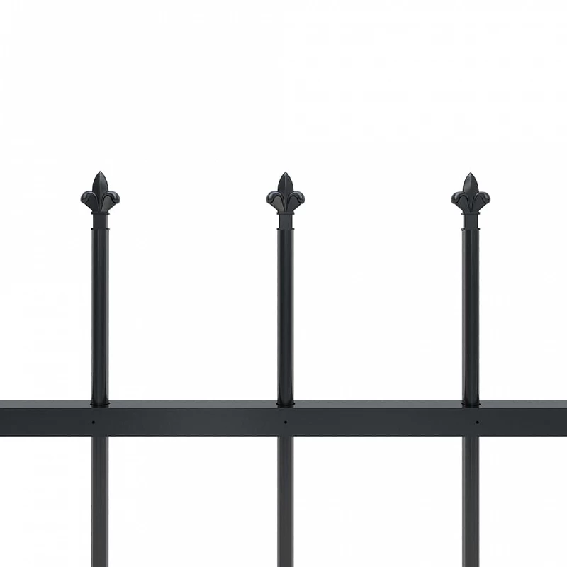 Recinzione Da Giardino Punta A Lancia 10,2x1 M Acciaio Nero 4 Recinzione Da Giardino Punta A Lancia 10,2x1 M Acciaio Nero - immagine 4