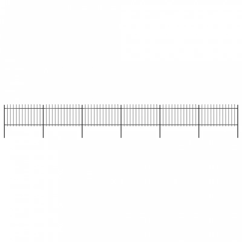 Recinzione Da Giardino Punta A Lancia 10,2x1 M Acciaio Nero 1 Recinzione Da Giardino Punta A Lancia 10,2x1 M Acciaio Nero