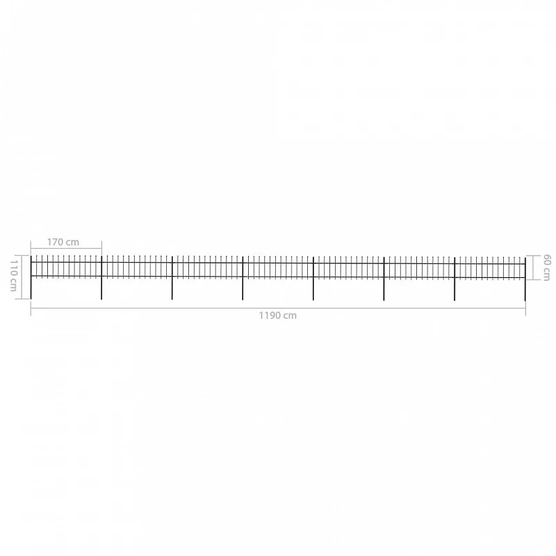 Recinzione Da Giardino Punta A Lancia Acciaio 11,9x0,6 M Nera 5 Recinzione Da Giardino Punta A Lancia Acciaio 11,9x0,6 M Nera - immagine 5