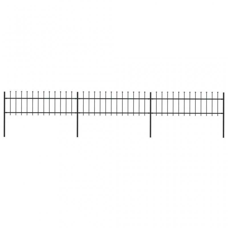 Recinzione Da Giardino Punta A Lancia Acciaio 5,1x0,6m Nera 1 Recinzione Da Giardino Punta A Lancia Acciaio 5,1x0,6m Nera