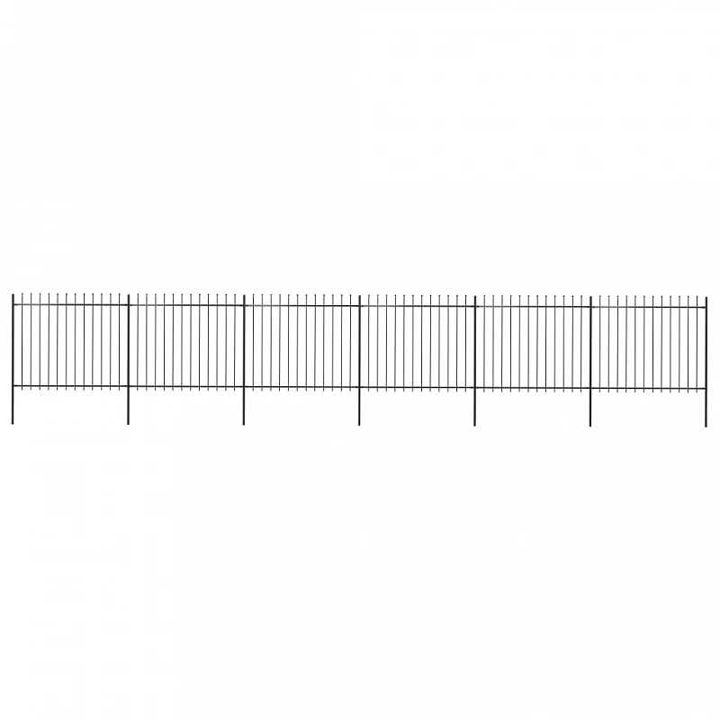 Recinzione Da Giardino Punta A Lancia In Acciaio 10,2x1,5m Nera 1 Recinzione Da Giardino Punta A Lancia In Acciaio 10,2x1,5m Nera