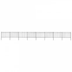 Recinzione Giardino Con Punta A Lancia In Acciaio 13,6x1,2m Nera