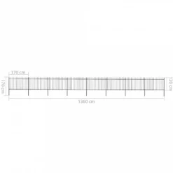 Recinzione Giardino Con Punta A Lancia In Acciaio 13,6x1,2m Nera -Garden Home recinzione giardino con punta a lancia in acciaio 136x12m nera 4