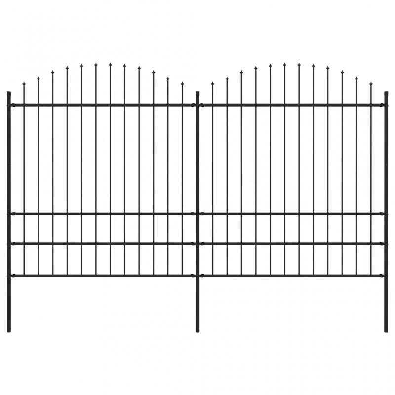 Recinzione Giardino Punta A Lancia (1,75-2)x3,4m Acciaio Nera 1 Recinzione Giardino Punta A Lancia (1,75-2)x3,4m Acciaio Nera