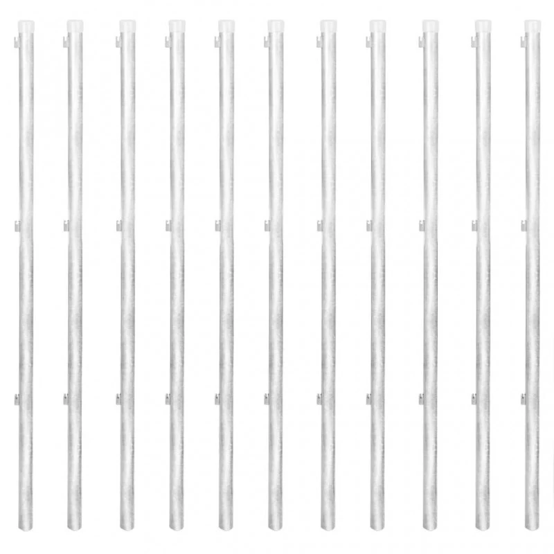 Recinzione In Rete Con Pali In Acciaio Zincato 25x0,8 M Argento 7 Recinzione In Rete Con Pali In Acciaio Zincato 25x0,8 M Argento - immagine 7