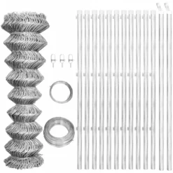 Recinzione In Rete Con Pali In Acciaio Zincato 25x1,25m Argento