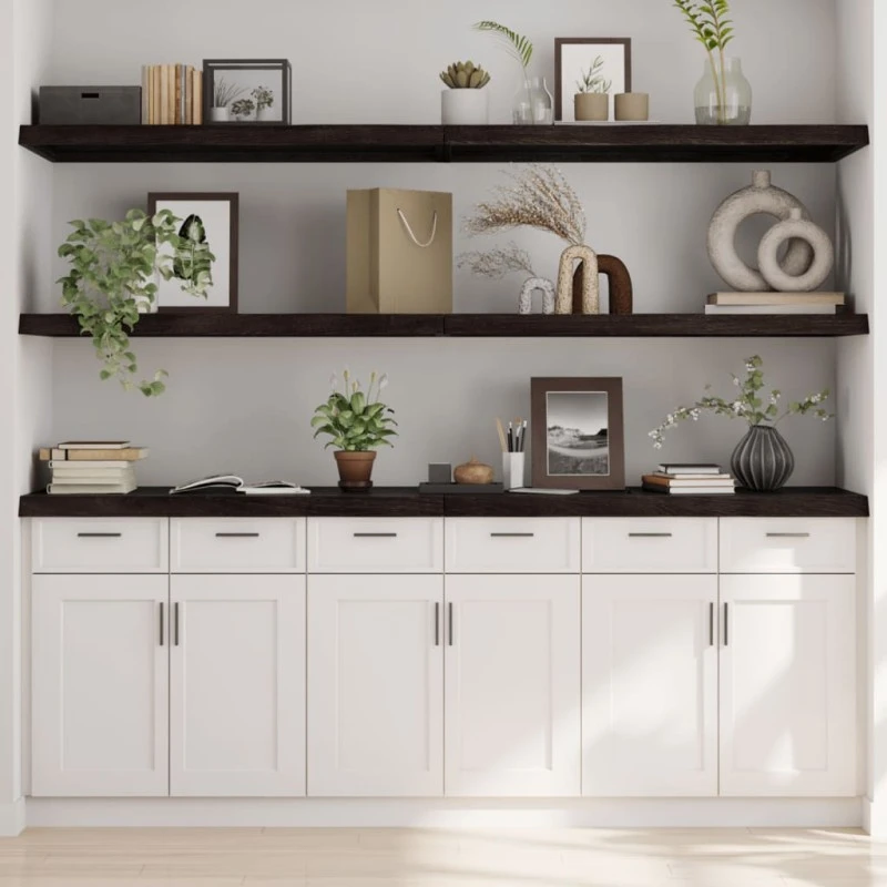 Ripiano Marrone Scuro 200x60x(2-6) Cm Massello Rovere Trattato 1 Ripiano Marrone Scuro 200x60x(2-6) Cm Massello Rovere Trattato