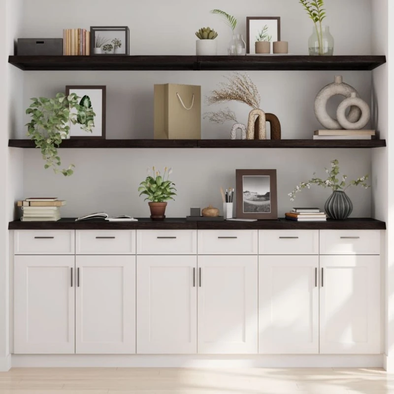 Ripiano Marrone Scuro 220x60x(2-4) Cm Massello Rovere Trattato 1 Ripiano Marrone Scuro 220x60x(2-4) Cm Massello Rovere Trattato