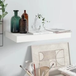 Scaffale A Parete Bianco Lucido 40x23x3,8 Cm In MDF