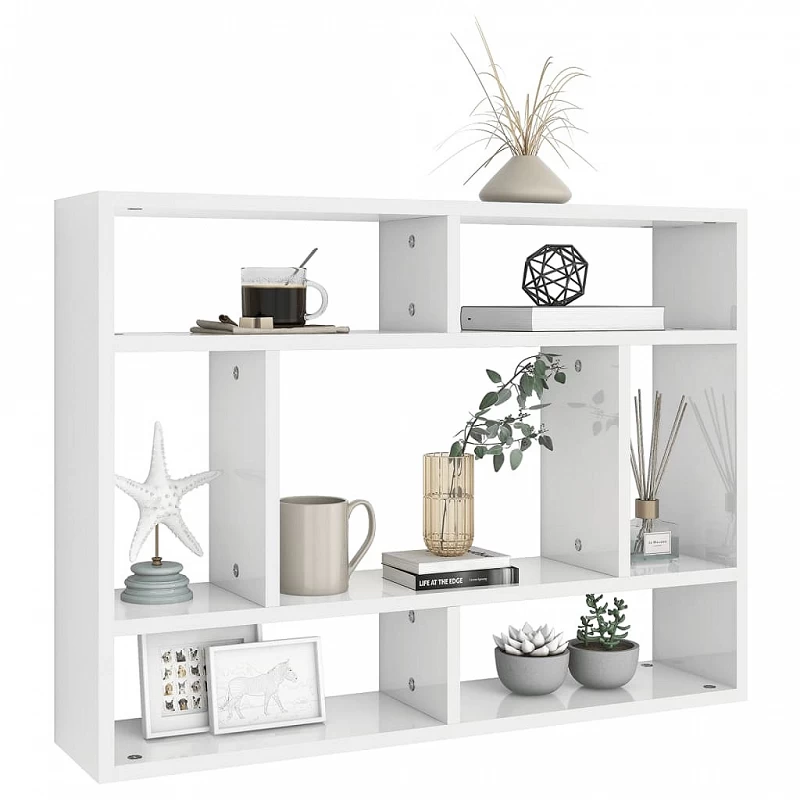 Scaffale A Parete Bianco Lucido 75x16x55 Cm In Truciolato 3 Scaffale A Parete Bianco Lucido 75x16x55 Cm In Truciolato - immagine 3