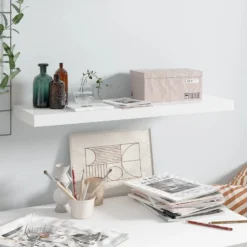 Scaffale A Parete Bianco Lucido 80x23,5x3,8 Cm In MDF