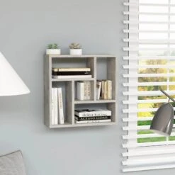 Scaffale A Parete Grigio Cemento 1x16x45,1 Cm In Truciolato