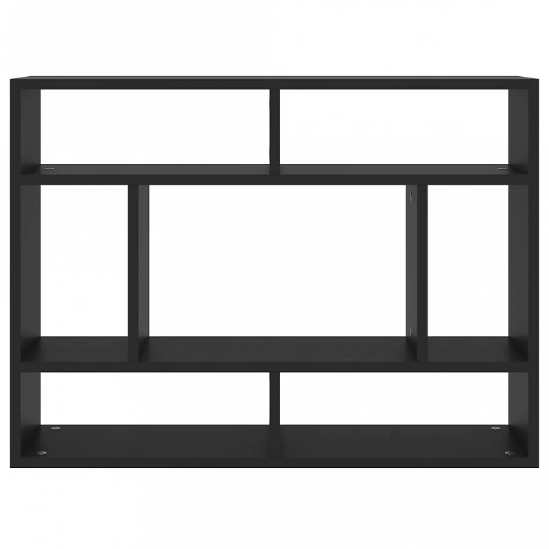 Scaffale A Parete Nero 75x16x55 Cm In Truciolato 4 Scaffale A Parete Nero 75x16x55 Cm In Truciolato - immagine 4