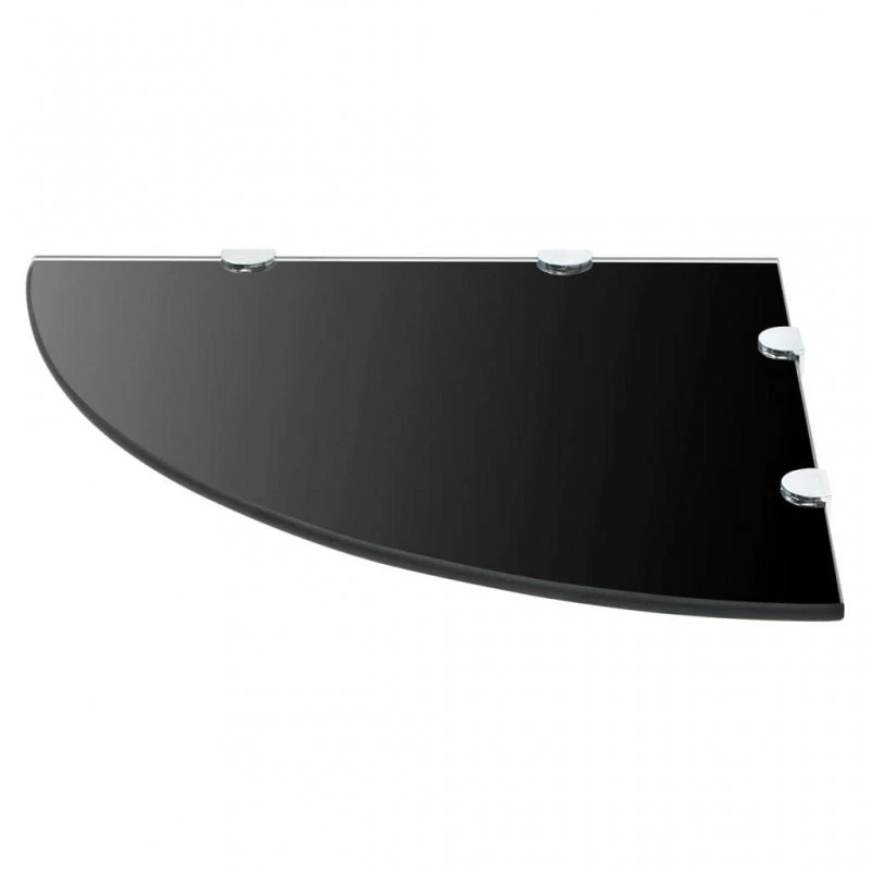 Scaffale Angolare Con Supporti Cromati Vetro Nero 45x45 Cm 2 Scaffale Angolare Con Supporti Cromati Vetro Nero 45x45 Cm - immagine 2