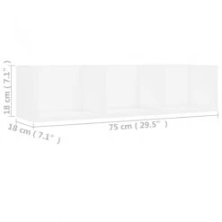 Scaffale Porta CD A Parete Bianco 75x18x18 Cm In Multistrato -Garden Home scaffale porta cd a parete bianco 75x18x18 cm in multistrato 5