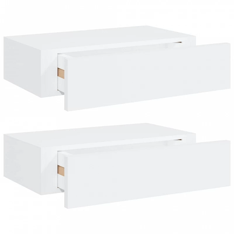Scaffali Con Cassetti Da Parete 2pz Bianco 40x23,5x10 Cm In MDF 4 Scaffali Con Cassetti Da Parete 2pz Bianco 40x23,5x10 Cm In MDF - immagine 4