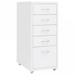 Schedario Mobile Bianco 28x41x69 Cm In Metallo