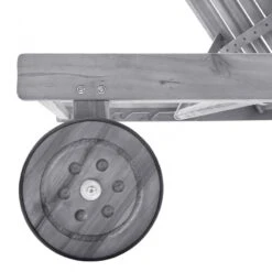 Sdraio Da Giardino Grigia Con Cuscino In Massello Di Acacia -Garden Home sdraio da giardino grigia con cuscino in massello di acacia 3